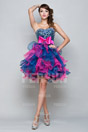 Floral Color block Mini Sweet 16 Dress with Bow and Beading Details