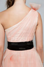 Short organza Formal Bridesmaid dress with a large rose skirt