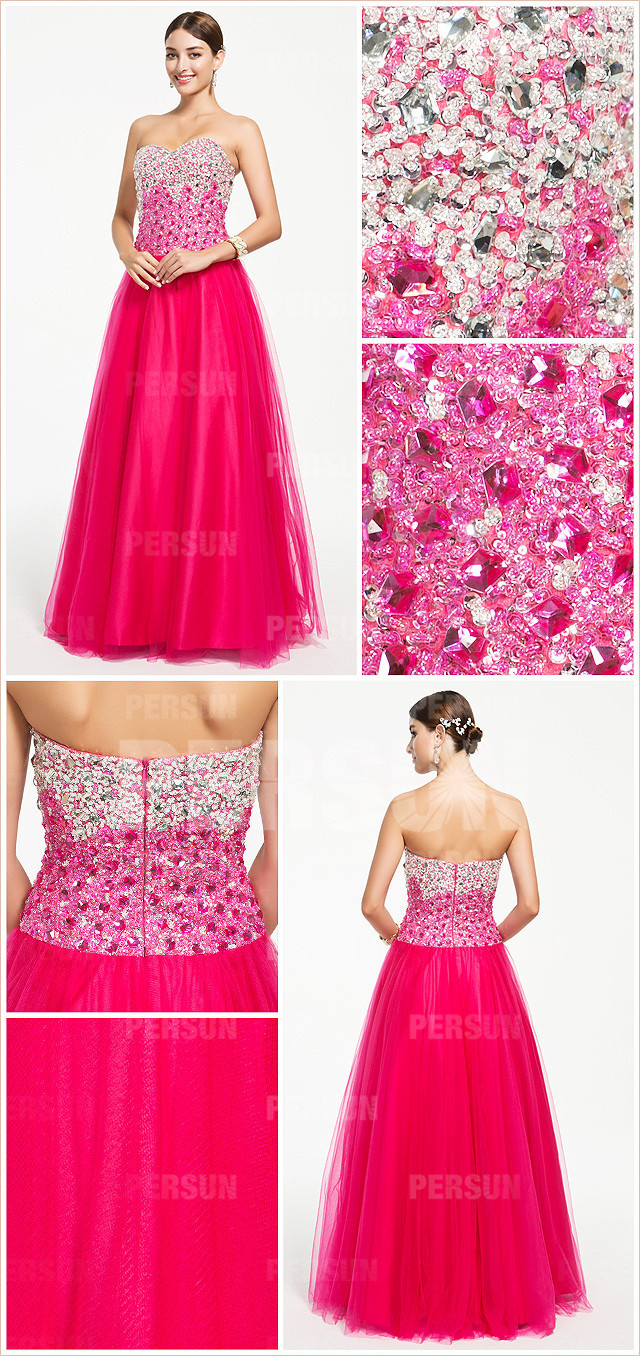  Sweetheart Fuchsia tone Grad Formal Dress with Exquisite Beading Details