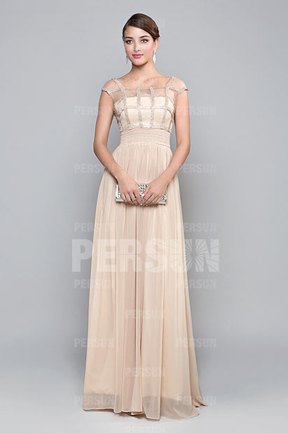 beige formal bridesmaid dress