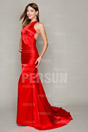One Shoulder Sexy Red Tone Full length Formal Evening Dress