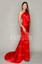 One Shoulder Sexy Red Tone Full length Formal Evening Dress