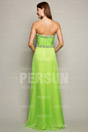 Green tone Ruched bodice Graduation Formal Dress with Colorful Beading