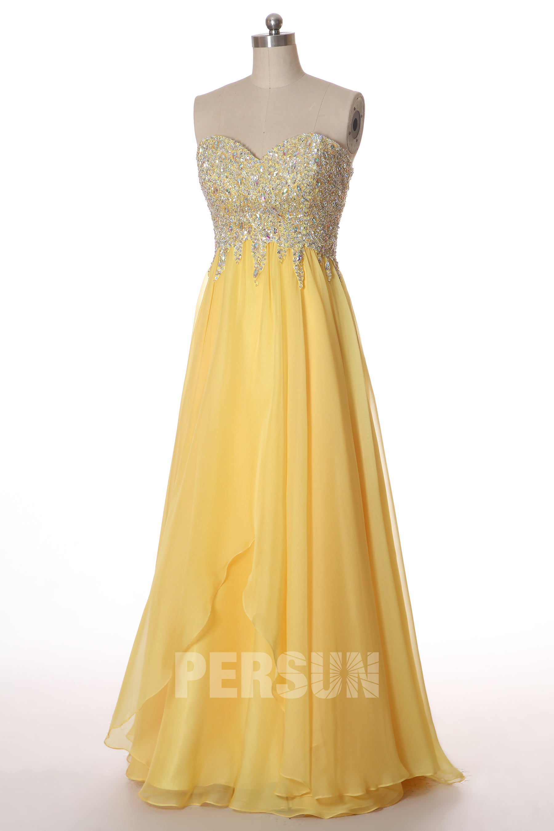 Cream Exquisite Beading Prom Dress with Dissymmetrical Skirt