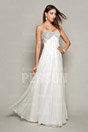 Beaded Sweetheart Chiffon Long White Formal Dress