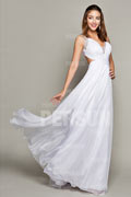 Sexy A-Linie langes weißes Rückenfreies Abendkleid aus Chiffon