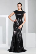 Elegantes  langes schwarzes Etui-Linie Abendkleider