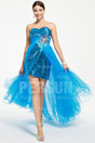 Blue tone Sequins High Low Formal Dress with Tulle skirt