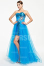 Blue tone Sequins High Low Formal Dress with Tulle skirt