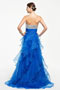 Gorgeous Beading Ruffle Open Back Blue Formal Dress