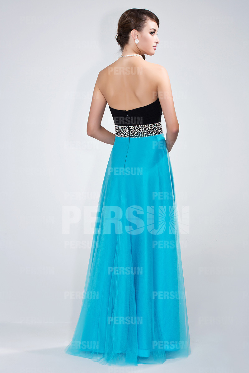 Chic Backless Blue Tone Tulle Formal Dress