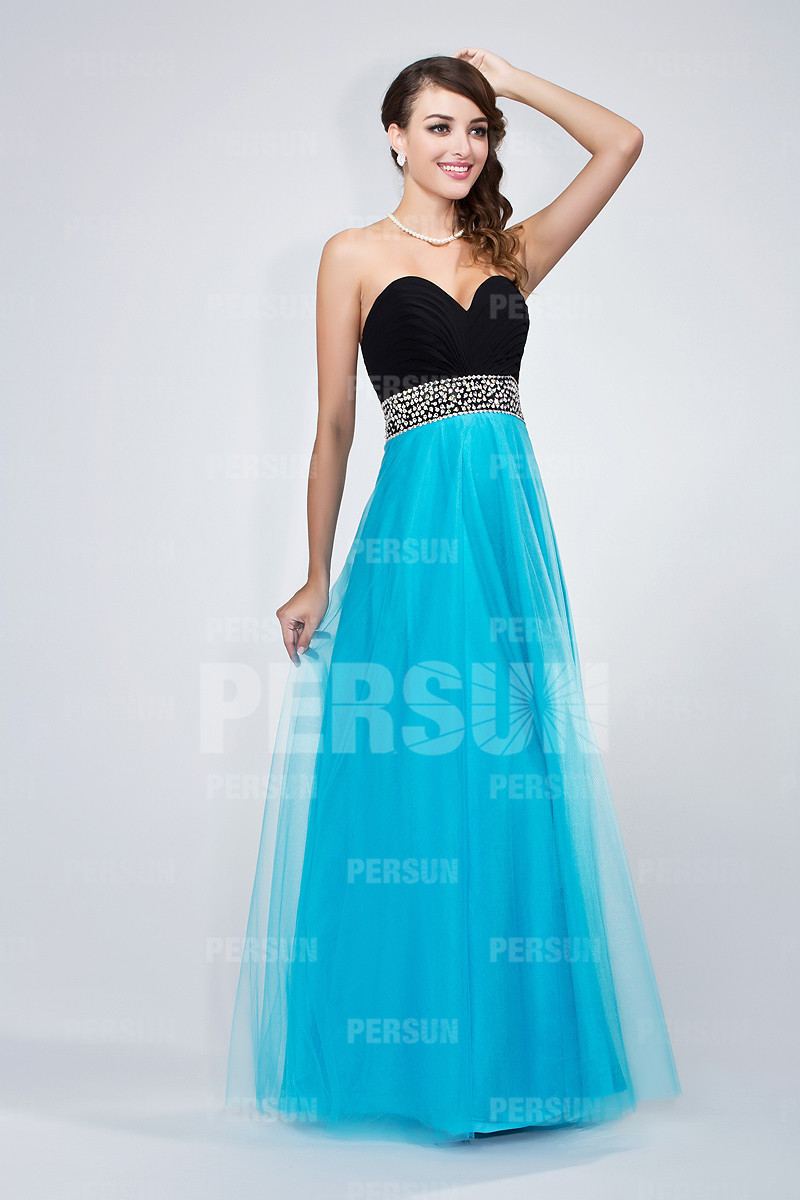 Chic Backless Blue Tone Tulle Formal Dress
