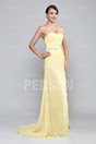 Elegant Side Slit Yellow Chiffon Full Length Evening Dress