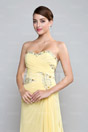Elegant Side Slit Yellow Chiffon Full Length Evening Dress