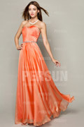 Elegant Party Dress in Orange tone with beaded waist line
