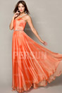 Elegant Formal Dress in Orange tone with Beaded Waist Line