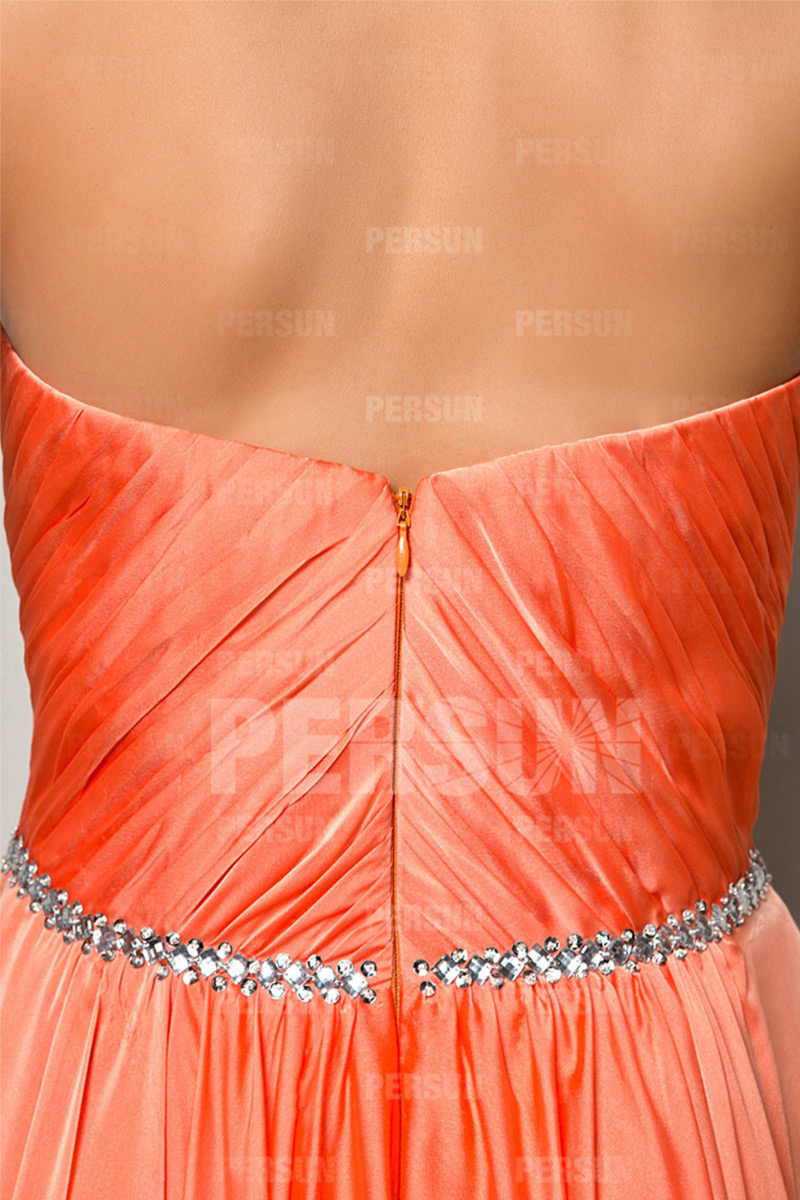 Elegant Formal Dress in Orange tone with Beaded Waist Line