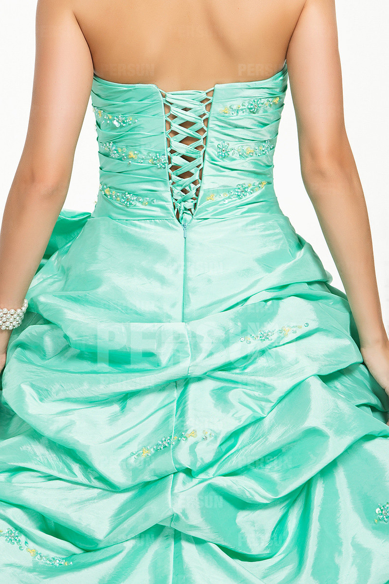 Emerald princess formal dress with Pick up skirt and bow