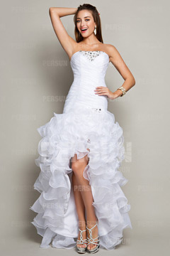 Chic White Sweet 16 Formal Cocktail dress with Ruffle Skirt