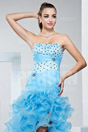 High low Chic Sheath Formal Gown with Beading Ruffles