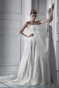 Empire Strapless Chapel Ruffling Sequins Plus Size Wedding Dress