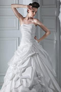 Strapless Ball Gown with Chapel Train Lace Wedding Dress
