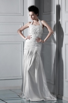 Vestido de Novia con Escote Halter Cola Capilla Corte Sirena