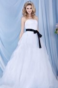 Empire Ballgown trägerloses Hochzeitskleid mit Hof Schleppe aus Organza