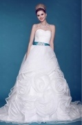 Ball Gown Sweetheart Floor length Chapel Flowers Wedding Dress