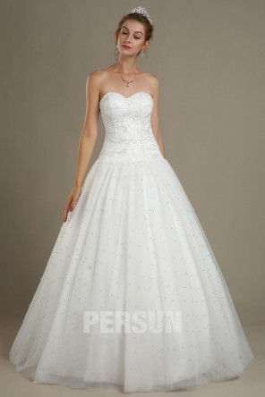 Elody: Princess sweetheart tulle wedding dress with beaded skirt