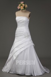 Elegantes A-Linie Trägerloses weißes Brautkleider aus Taft
