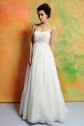 Schlichtes Herz-Ausschnitt weißes Brautkleider aus Chiffon