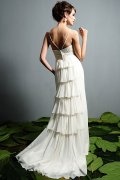 Sheath Sweetheart Flower Chiffon Wedding Dress with Ruffle Back