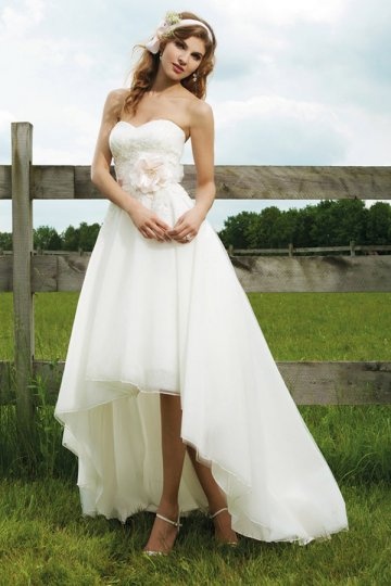 Wokingham Organza Sweetheart Applique Lace High Low Wedding Dress Persun