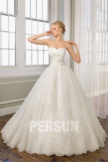 Yarm Lace Sweetheart Embroidery Ball Gown Wedding Dress Persun