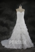Organza Meerjungfrau Stil Herz Ausschnitt Hochzeitskleid mit Knopfe