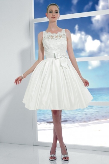 Dressesmall Ribbon Lace Straps Taffeta A line Beach Wedding Dress