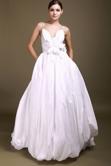 Sexy A line Spaghetti Straps Flower Taffeta Wedding Dress