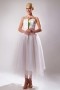 Modern Trapezoid Tulle White Strapless Plus Size Formal Bridesmaid Dress