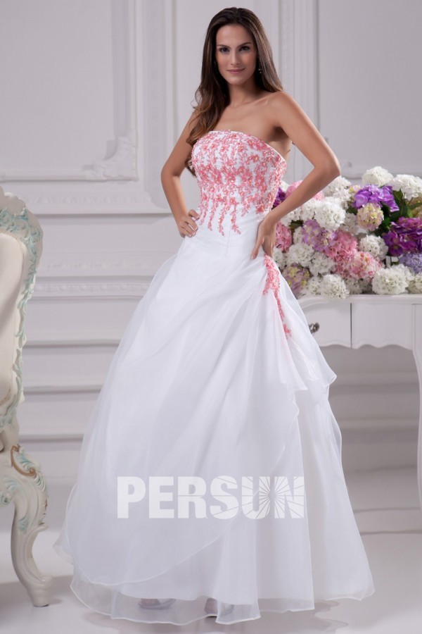 Elegant Strapless A Line Sequins Organza Formal Gown