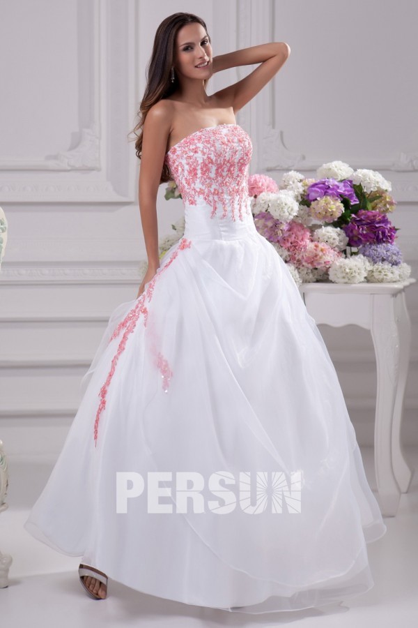 Elegant Strapless A Line Sequins Organza Formal Gown