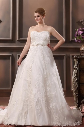 Organza Applique Sweetheart Plus Size Wedding dress