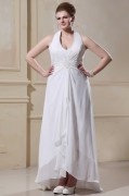 Beading Ruffles Halter Sweep Plus Size Bridal Gown Wedding Dress