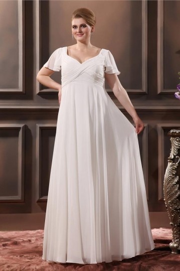 Peterborough V Neck Sweep Plus Size Wedding Dress Persun