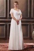 Elegantes  V-Ausschnitt Bodenlanges A-Linie Brautkleider aus Chiffon