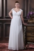 Elegant Sweetheart Floor length Chiffon Plus Size Wedding Dress