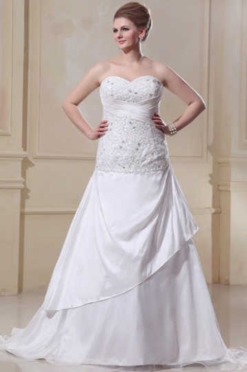 Ossett Ruffle Beading Sweetheart Plus Size Wedding Gown in Taffeta Persun