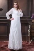 Lace Ruffle V Neck Plus Size Bridal Gown Wedding Dress