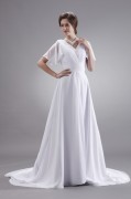 Discount Ruffle V Neck Short Sleeve Court Plus Size Bridal Gown Wedding Dress