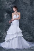 Sweetheart Chapel Organza A-line Wedding Dress